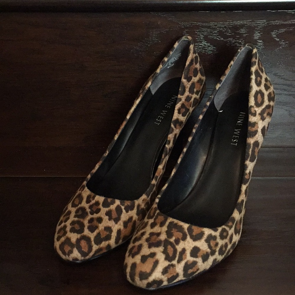 Nine West Tan/Black Cheetah Print Heels